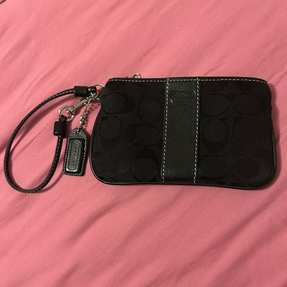 Coach Black Wristlet with Signature Pattern